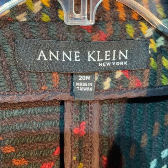 Anne Klein 20w brown gold plaid 💯wool like new - Picture 2 of 11